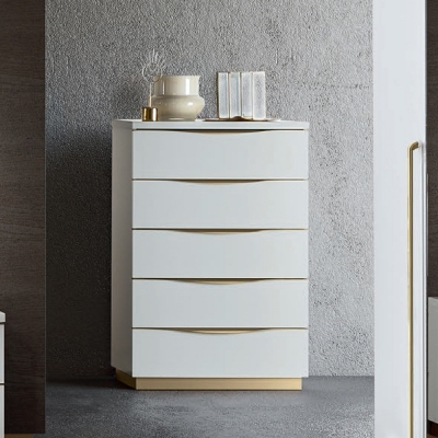 Product photograph of Camel Kharma Night White Italian 5 Drawer Tall Chest from Choice Furniture Superstore