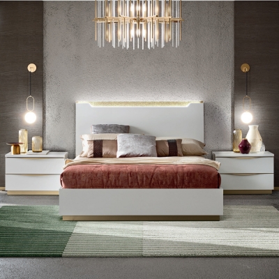 Product photograph of Camel Kharma Night White Italian Bed With Luna Storage from Choice Furniture Superstore