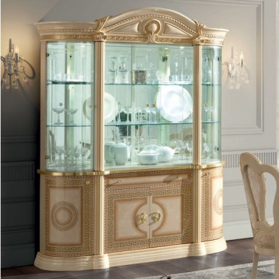 Product photograph of Camel Aida Day Ivory Italian 4 Door China Cabinet With Led Light from Choice Furniture Superstore