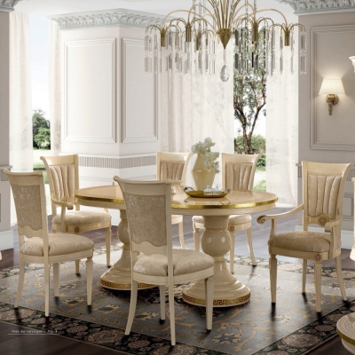 Camel Aida Day Ivory Italian Oval Extending Dining Table