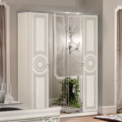 Product photograph of Camel Aida White And Silver Italian 4 Door Wardrobe from Choice Furniture Superstore