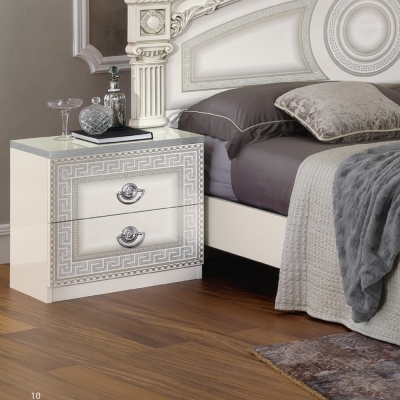 Product photograph of Camel Aida White And Silver Italian Bedside Cabinet from Choice Furniture Superstore