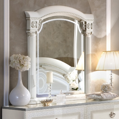 Product photograph of Camel Aida White And Silver Italian Mirror - 102cm X 118cm from Choice Furniture Superstore