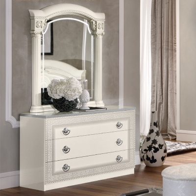 Product photograph of Camel Aida White And Silver Italian Single Dresser from Choice Furniture Superstore