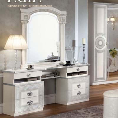 Product photograph of Camel Aida White And Silver Italian Vanity Dresser from Choice Furniture Superstore