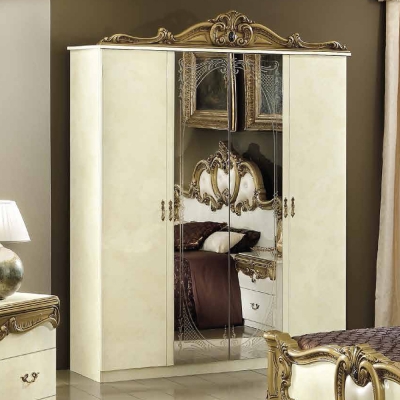 Product photograph of Camel Barocco Ivory And Gold Italian Wardrobe from Choice Furniture Superstore