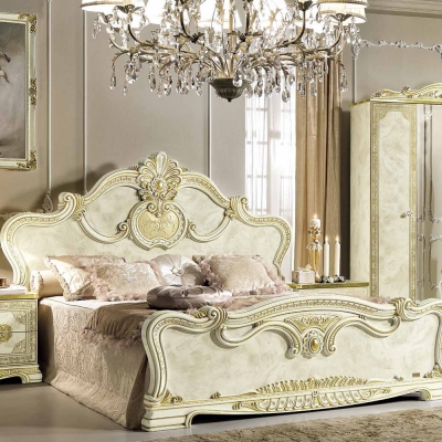 Product photograph of Camel Leonardo Night Italian Ivory High Gloss And Gold Bed from Choice Furniture Superstore