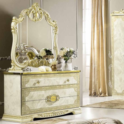 Product photograph of Camel Leonardo Night Italian Ivory High Gloss And Gold Dresser from Choice Furniture Superstore