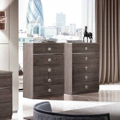 Product photograph of Camel Nabucco Night Silver Birch Italian 5 Drawer Tall Chest from Choice Furniture Superstore