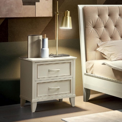 Product photograph of Camel Giotto Bianco Antico Italian 2 Drawer Bedside Cabinet from Choice Furniture Superstore