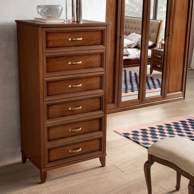Product photograph of Camel Giotto Night Walnut Italian 6 Drawer Chest from Choice Furniture Superstore