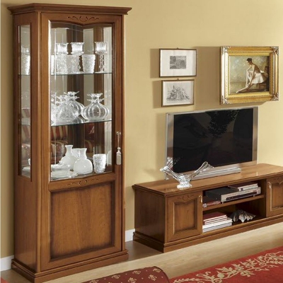 Camel Nostalgia Walnut Italian 1 Door Display Cabinet Lhf