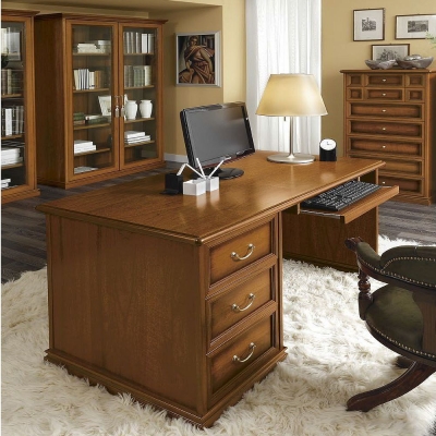 Product photograph of Camel Nostalgia Walnut Italian Single Pedestal Computer Desk from Choice Furniture Superstore