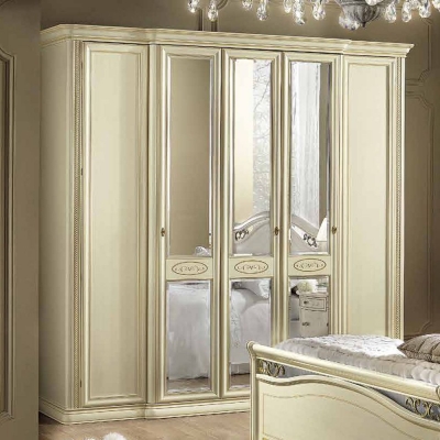 Product photograph of Camel Siena Night Ivory Italian 5 Door Wardrobe With 3 Mirror from Choice Furniture Superstore