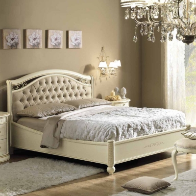 Camel Siena Night Ivory Italian Capitonne Ring Bed with Storage
