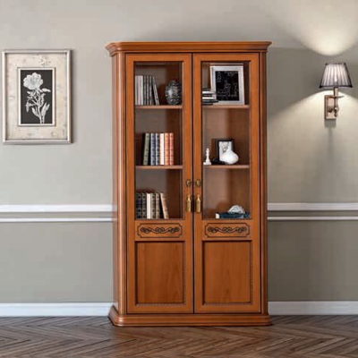Product photograph of Camel Torriani Day Walnut Italian 2 Door Bookcase from Choice Furniture Superstore