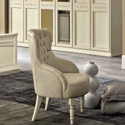Product photograph of Camel Torriani Night Ivory Italian Capitonne Armchair from Choice Furniture Superstore
