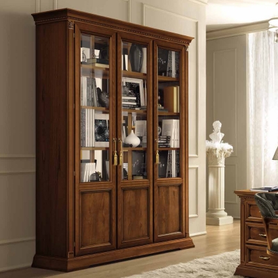 Product photograph of Camel Treviso Cherry Wood Italian 3 Door Bookcase from Choice Furniture Superstore