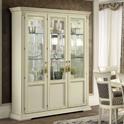 Product photograph of Camel Treviso White Ash Italian 3 Door Display Cabinet from Choice Furniture Superstore