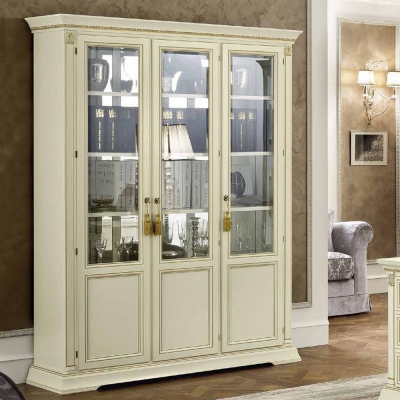 Product photograph of Camel Treviso White Ash Italian 3 Door Bookcase from Choice Furniture Superstore