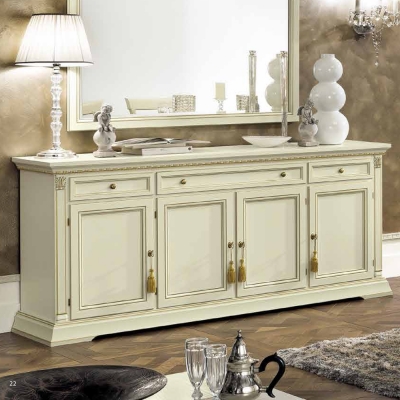 Camel Treviso Day White Ash Italian 4 Door Buffet Extra Large Sideboard