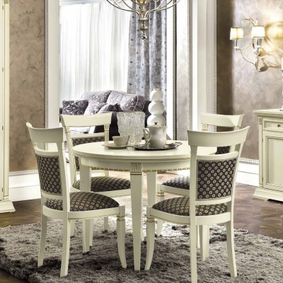 Camel Treviso Day White Ash Italian Round Extending Dining Table and Chairs