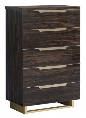 Product photograph of Camel Smart Night Walnut Italian 5 Drawer Tall Chest from Choice Furniture Superstore