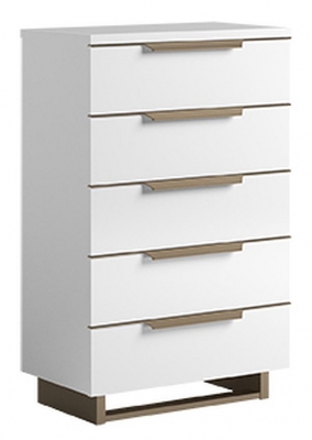 Product photograph of Camel Smart Night White Italian 5 Drawer Tall Chest from Choice Furniture Superstore