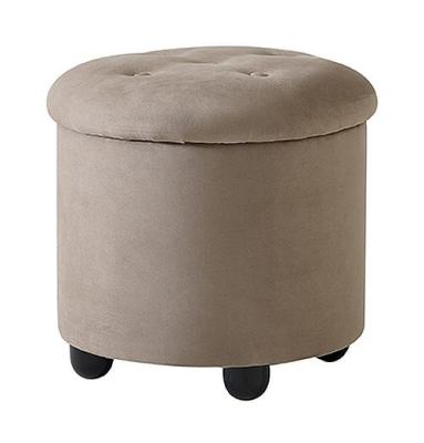 Product photograph of Camel Giotto Walnut Italian Fabric Round Pouf from Choice Furniture Superstore