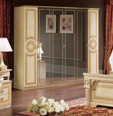 Product photograph of Camel Aida Ivory Italian 6 Door Wardrobe from Choice Furniture Superstore