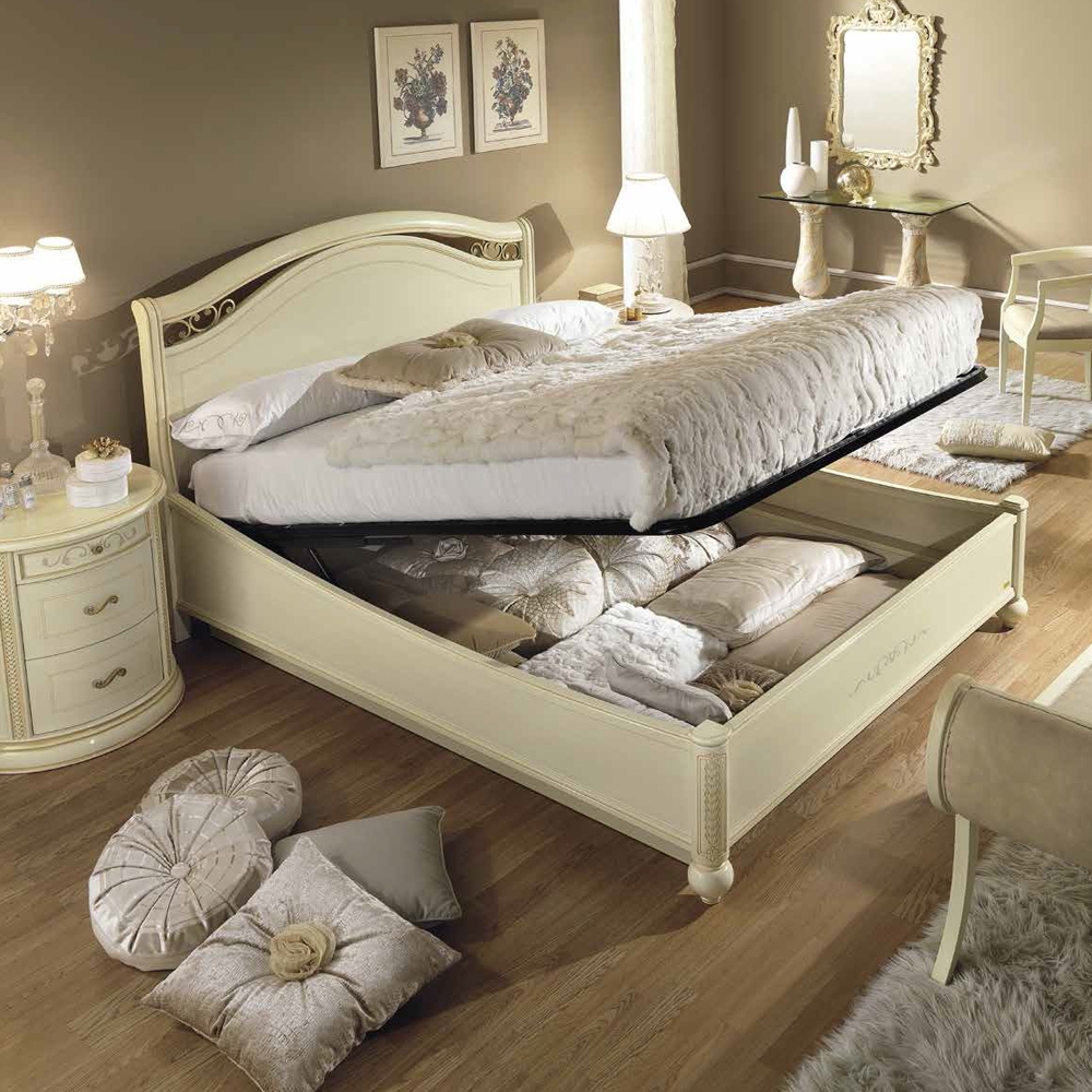 Camel Siena Night Ivory 6ft Queen Size Italian Ring Bed with Storage