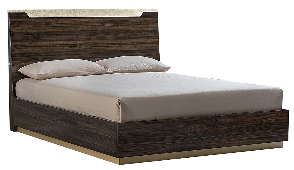 Camel Smart Night Walnut Italian Bed with Luna Storage