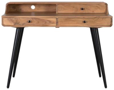 Product photograph of Potrero Acacia Wood And Metal 3 Drawer Desk from Choice Furniture Superstore