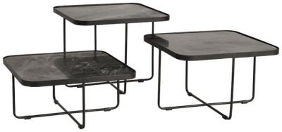 Product photograph of Ukwaheri Black Marble Stone Top End Tables Set Of 3 from Choice Furniture Superstore