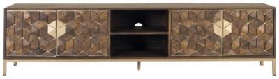 Product photograph of Royersford Mango Wood 4 Door Tv Cabinet from Choice Furniture Superstore