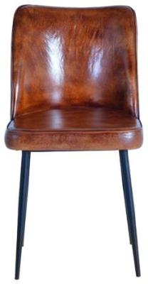 Product photograph of Arroyo Brown Leather Solid Back Dining Chair Sold In Pairs from Choice Furniture Superstore