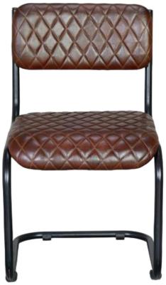 Product photograph of Hobart Brown Leather Upholstered Dining Chair Sold In Pairs from Choice Furniture Superstore