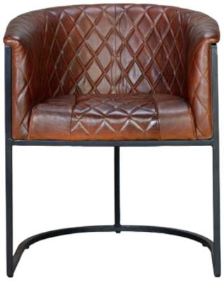 Camanche Brown Leather Upholstered Tub Armchair