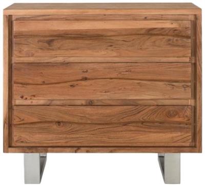 Ronceverte Solid Acacia Wood 3 Drawer Small Sideboard