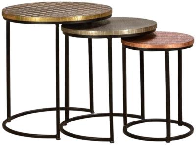 Product photograph of Potoa Copper And Brass End Tables Set Of 3 from Choice Furniture Superstore
