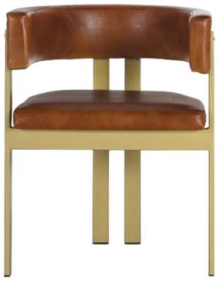 Product photograph of Delisle Golden And Brown Leather Armchair from Choice Furniture Superstore