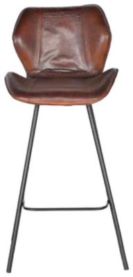 Caiziwan Industrial Brown Leather Bar Stool (Sold In Pairs)