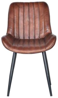 Centennial Industrial Brown Leather Dining Chair (Sold In Pairs)