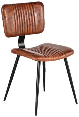 Product photograph of Jeddo Industrial Leather Upholtered Dining Chair Sold In Pairs from Choice Furniture Superstore
