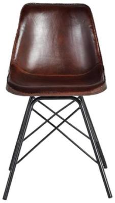 Product photograph of Citrus Industrial Leather And Metal Dining Chair Sold In Pairs from Choice Furniture Superstore