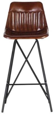 Product photograph of Mingde Industrial Upholstered Leather Brown Bar Stool Sold In Pairs from Choice Furniture Superstore