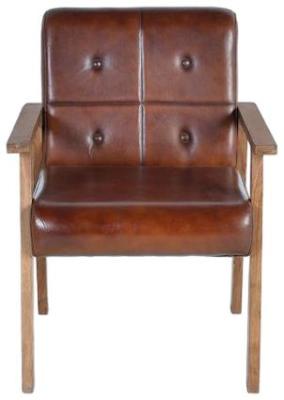 Belhaven Leather And Wood Armchair