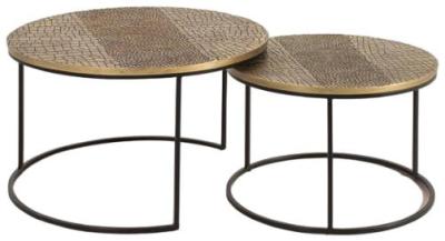 Gawani Metal Base And Aluminum Top Coffee Table Set Of 2
