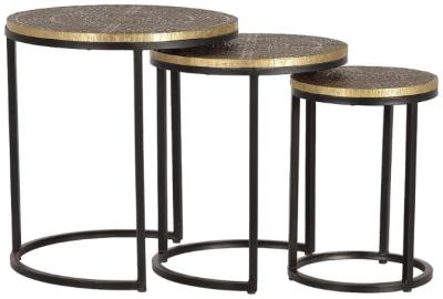 Wampembe Metal Base And Bronze Top Nest Of 3 Tables