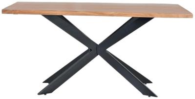 Vatu Solid Acacia Wood And Metal 6 Seater Dining Table 6163